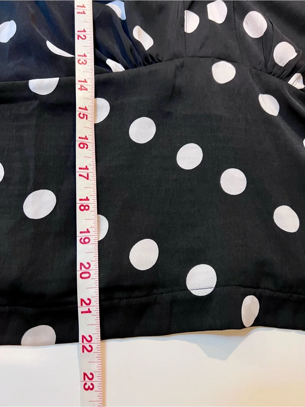 Anthropologie Polka Dot V-Neck Adelaide Blouse Smocked Ruched XL Tiny Brand
